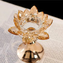 GobekUsa Lotus Glass Flower Crystal Candle Holder Home Decor Accessory