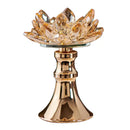 GobekUsa Lotus Glass Flower Crystal Candle Holder Home Decor Accessory