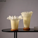 GobekUsa Lotus Leaf Edge Glass Vase: Table Flower Arrangement Room Decor Aesthetic