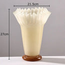 GobekUsa Lotus Leaf Edge Glass Vase: Table Flower Arrangement Room Decor Aesthetic