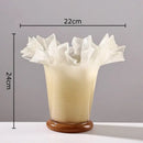GobekUsa Lotus Leaf Edge Glass Vase: Table Flower Arrangement Room Decor Aesthetic