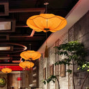 GobekUsa Lotus Leaf Lantern Pendant Light Handmade Fabric Hanging Lamp for Kitchen & Restaurant
