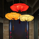 GobekUsa Lotus Leaf Lantern Pendant Light Handmade Fabric Hanging Lamp for Kitchen & Restaurant
