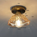 GobekUsa Lotus Leaf LED Ceiling Lamp Purple Glass Nordic Copper Interior Lighting