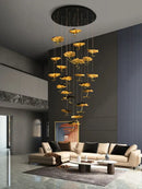 GobekUsa Lotus Staircase LED Chandelier - Multi-Head Copper Black Gold Hanging Lamp