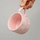 Pink speckled love handle ceramic cup kitchen breakfast mug by Decorbites
