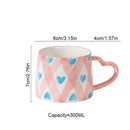 Hand painted pastel love heart ceramic mug kitchen coffee cup by Decorbites