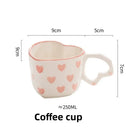 Hand painted pink and white love heart mug with saucer kitchen cup by Decorbites