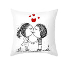 Love heart sketch white & red pillow cover bedroom decor by Decorbites