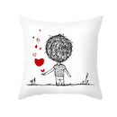 Love heart sketch white & red pillow cover bedroom decor by Decorbites