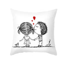 Love heart sketch white & red pillow cover bedroom decor by Decorbites