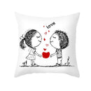 Love heart sketch white & red pillow cover bedroom decor by Decorbites