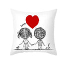 Love heart sketch white & red pillow cover bedroom decor by Decorbites