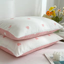 Love printed pillowcase set white & olive green bedroom decor by Decorbites