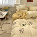 GobekUsa Lovely Bear & Sheep Embroidered Bedding Set - Duvet Cover, Sheets, Pillowcase