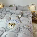 GobekUsa Lovely Bear & Sheep Embroidered Bedding Set - Duvet Cover, Sheets, Pillowcase