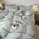 GobekUsa Lovely Bear & Sheep Embroidered Bedding Set - Duvet Cover, Sheets, Pillowcase