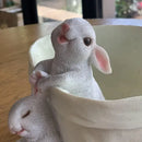 Lovely white resin rabbit garden flowerpot garden decor