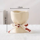 GobekUsa Lovely Ribbon Ceramic Vase Set for Cute Room Aesthetic Decor