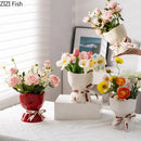 GobekUsa Lovely Ribbon Ceramic Vase Set for Cute Room Aesthetic Decor