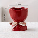 GobekUsa Lovely Ribbon Ceramic Vase Set for Cute Room Aesthetic Decor