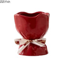 GobekUsa Lovely Ribbon Ceramic Vase Set for Cute Room Aesthetic Decor
