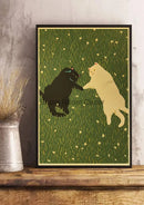 Whimsical black and white cat paper poster set for bedroom decor by Decorbites