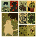 Whimsical black and white cat paper poster set for bedroom decor by Decorbites