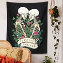 Boho black and pink lover skeleton tapestry wall hanging bedroom decor by Decorbites