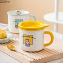 Decorbites lovers cartoon pattern porcelain mug with lid dining room by Decorbites
