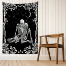 GobekUsa Lovers Skull Tapestry Wall Hanging Black White Romantic Skeleton Home Decor