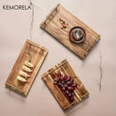 GobekUsa Lovesickness Wooden Serving Tray with Metal Handle | Elegant Fruit and Sushi Dish
