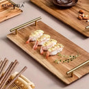 GobekUsa Lovesickness Wooden Serving Tray with Metal Handle | Elegant Fruit and Sushi Dish