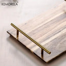 GobekUsa Lovesickness Wooden Serving Tray with Metal Handle | Elegant Fruit and Sushi Dish