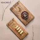 GobekUsa Lovesickness Wooden Serving Tray with Metal Handle | Elegant Fruit and Sushi Dish