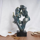 Abstract bronze loving couple resin statue bedroom decor by Decorbites