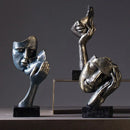 Abstract bronze loving couple resin statue bedroom decor by Decorbites