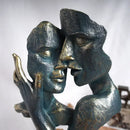 Abstract bronze loving couple resin statue bedroom decor by Decorbites