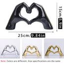 Glossy gold silver & black gesture heart sculpture living room decor by Decorbites