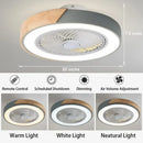 GobekUsa Low Profile Wood Ceiling Fan Light with Remote Control LED Indoor Air Circulator