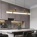 GobekUsa Lucien Tube Chandelier Black Gold Leather Pendant Light Fixture