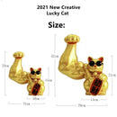 GobekUsa Lucky Cat Figurine: Creative Muscle Arm Feng Shui Animal Decor for Home, Office, Shop