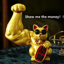 GobekUsa Lucky Cat Figurine: Creative Muscle Arm Feng Shui Animal Decor for Home, Office, Shop
