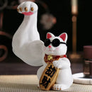 GobekUsa Lucky Cat Figurine: Creative Muscle Arm Feng Shui Animal Decor for Home, Office, Shop
