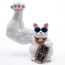GobekUsa Lucky Cat Figurine: Creative Muscle Arm Feng Shui Animal Decor for Home, Office, Shop