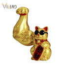 GobekUsa Lucky Cat Figurine: Creative Muscle Arm Feng Shui Animal Decor for Home, Office, Shop
