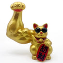 GobekUsa Lucky Cat Figurine: Creative Muscle Arm Feng Shui Animal Decor for Home, Office, Shop
