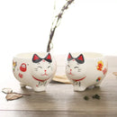 White lucky cat porcelain tea set kitchen ceramic teapot and cups by Decorbites