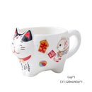 White lucky cat porcelain tea set kitchen ceramic teapot and cups by Decorbites