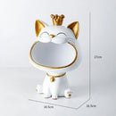 Modern white and gold lucky cat sculpture kitchen fruit bowl by Decorbites